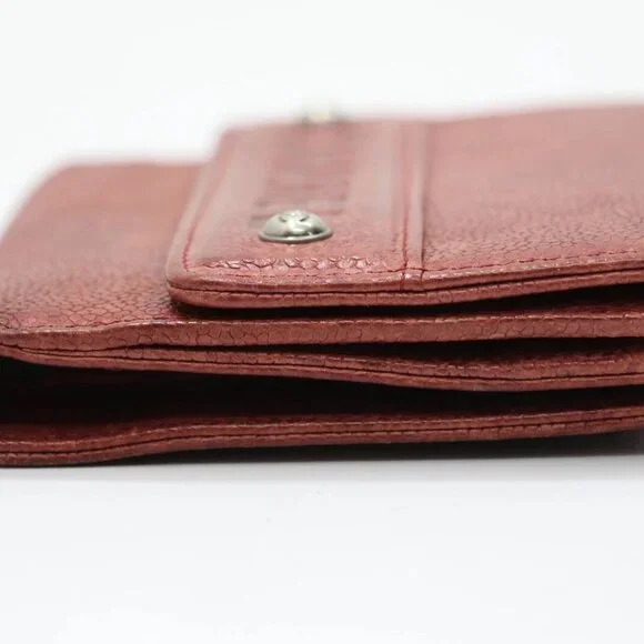 Chanel Red Caviar Leather Billfold Vintage 2005 Wallet